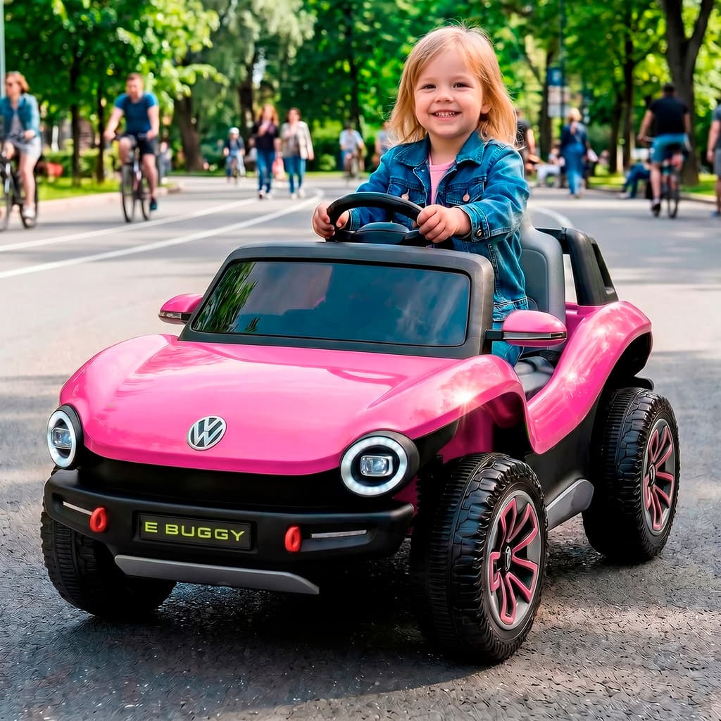 Carrinho Eletrico Rosa Infantil Menina Carro Volkswagen Buggy 12v Com Controle