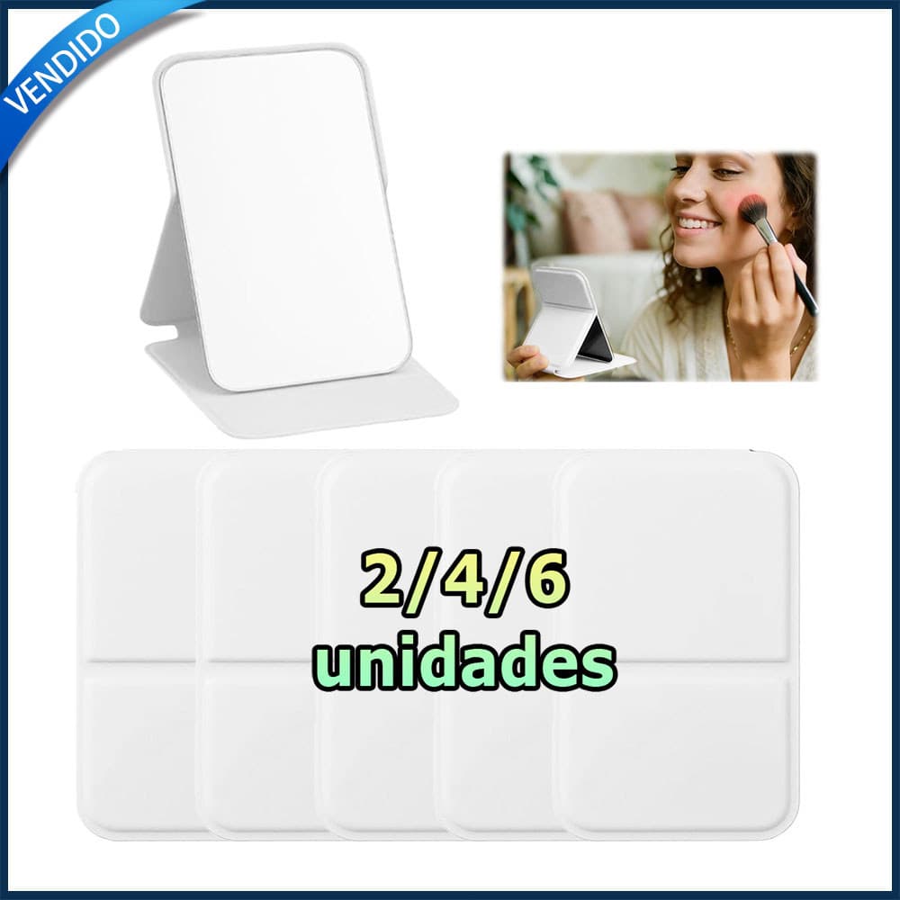 2/4/6x Branco Mini espelho dobrável espelho de maquiagem espelho portátil presente para festas espelho de bolso