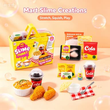 Zuru Slime Mart Play Food Slime Kit com Molde de Frango Frito e Donut Simulado, Brinquedo Sensorial Macio, Presente de P