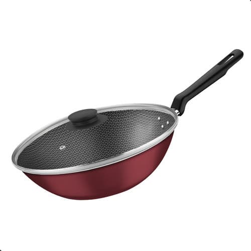 Frigideira tramontina antiaderente com tampa 24cm vermelha