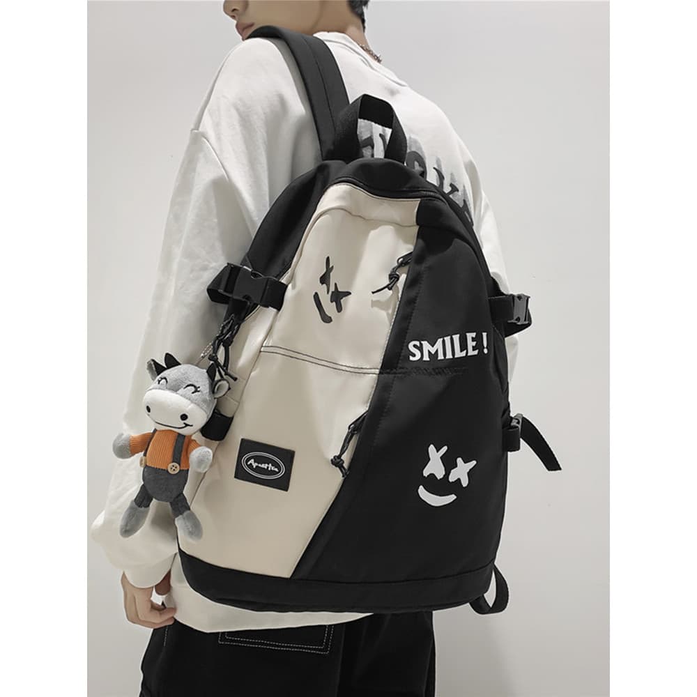 Mochila masculina estudante do ensino médio estudante do ensino médio Harajuku mochila de grande capacidade contraste co