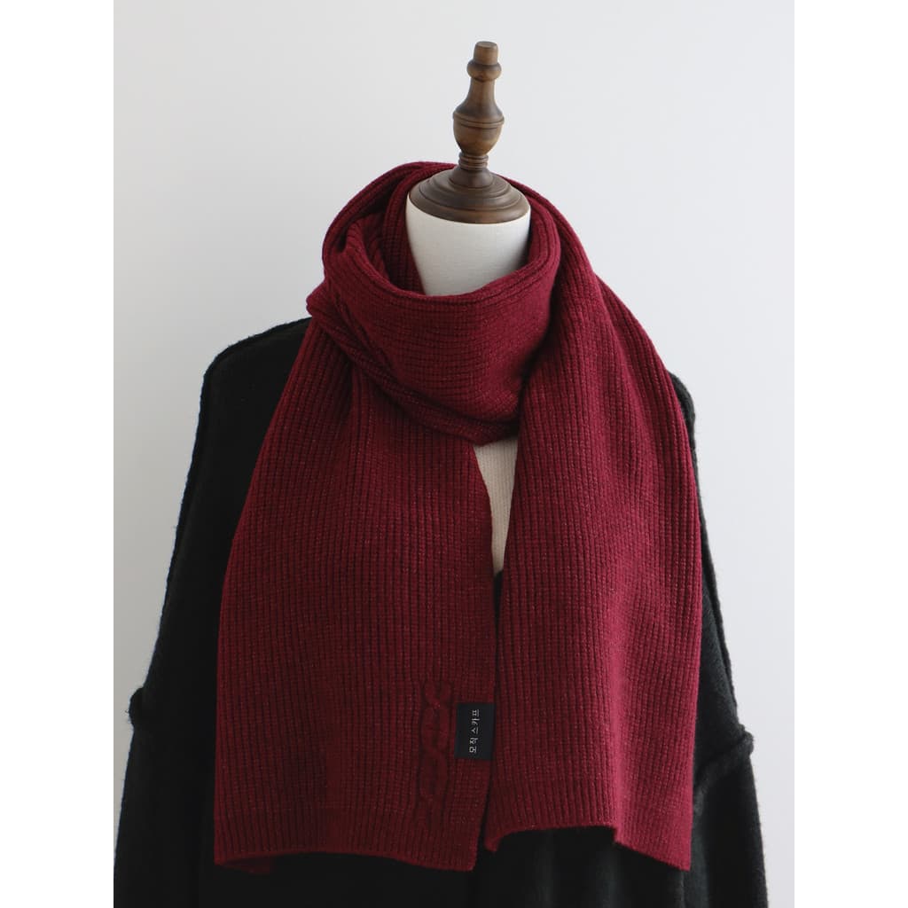 Versão coreana quente cor sólida malha lã Encore lenço vermelho feminino inverno High-End All-Match Unise