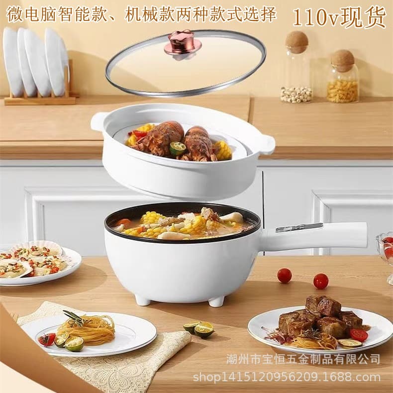 Panela elétrica multifuncional 110v 3L/4L para dormitórios de estudantes, panela elétrica pequena, panela de fondue, fri