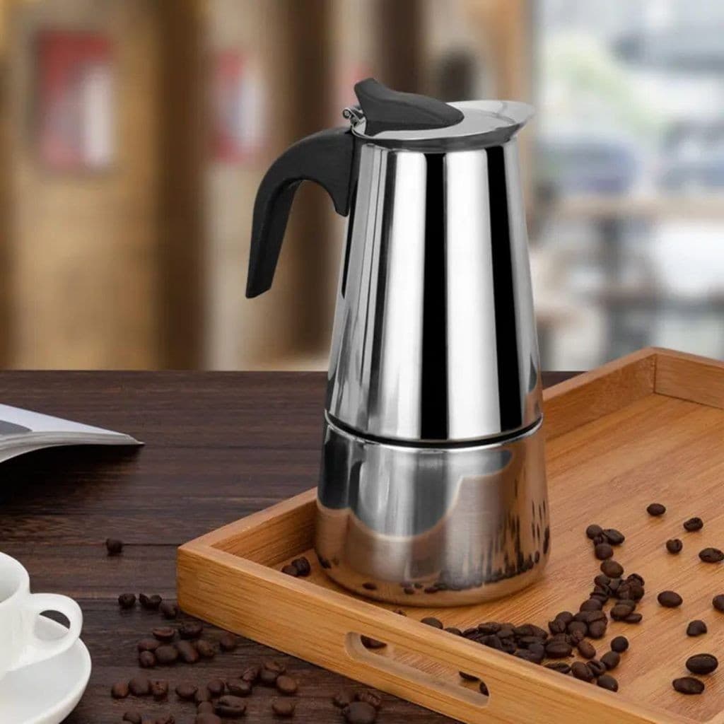 Cafeteira Italiana Inox 6 Xícaras Moka Resistente Café da Manhã Prática Alumínio Casa Restaurante