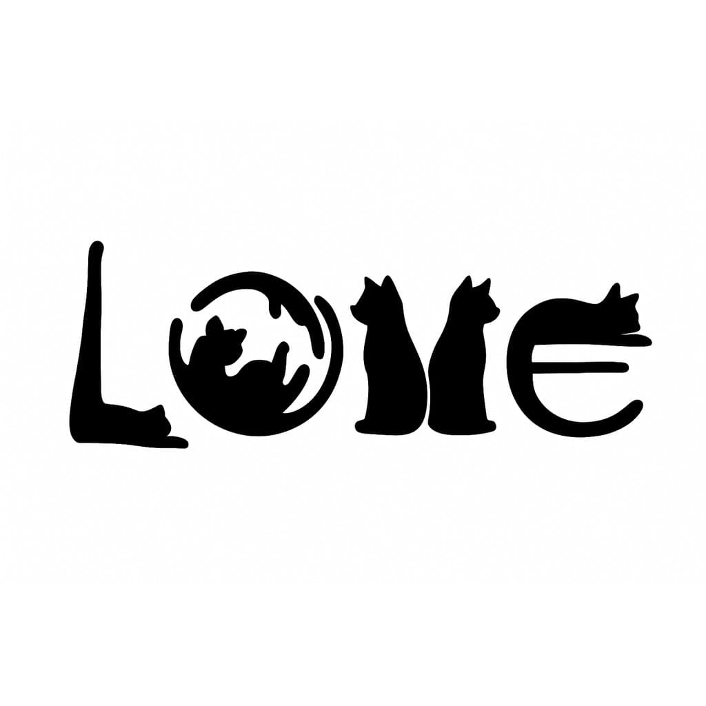 adesivo love gato para carro moto e caminhão