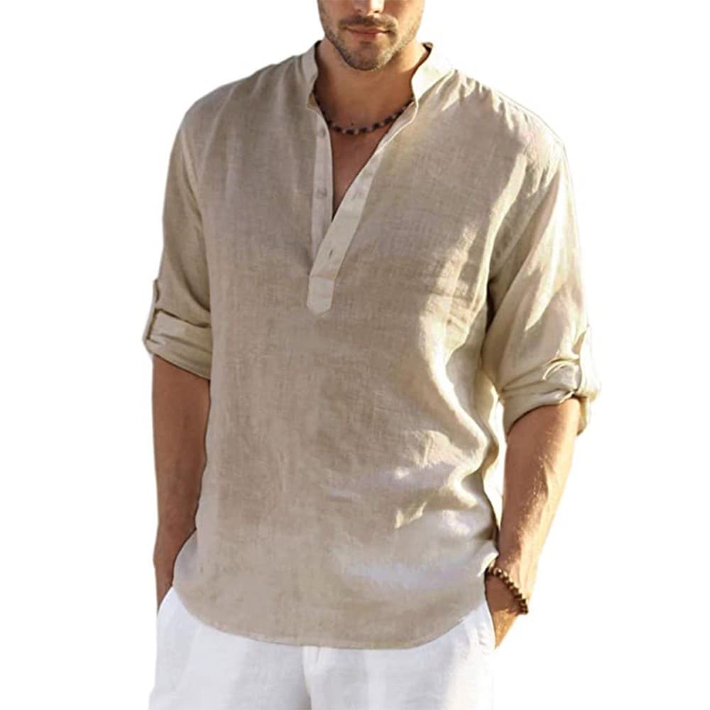 Blusa casual Masculina 2025 , Camisa De Manga Comprida De Algodão E Linho , Camiseta Primavera Outono , Camisas Masculin