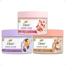 Kit Dove Sabonete Esfoliante Corporal Beauty Scrub: Amora e Frutas Cítricas, Romã e Manteiga de Karité e Coco e Açucar M