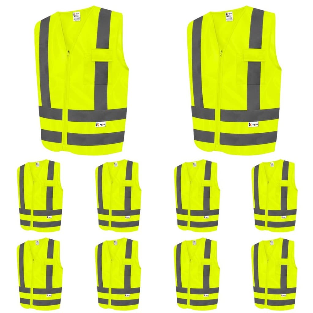 Kit 10 Colete De Segurança Refletivo Com Bolso Colete Sinalização Fluorescente Kalipso