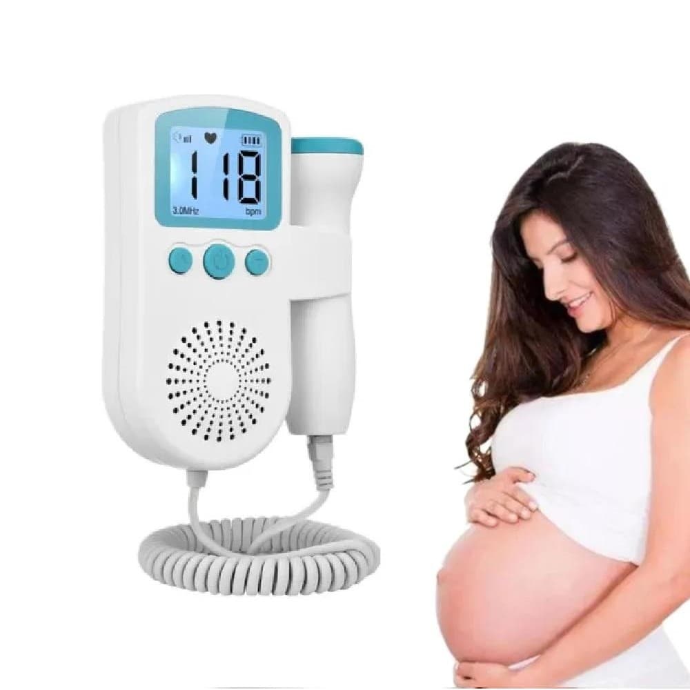 Monitor Fetal Doppler Aparelho Ouvir Coração Bebê Ultrassom Batimentos Grávida Verde