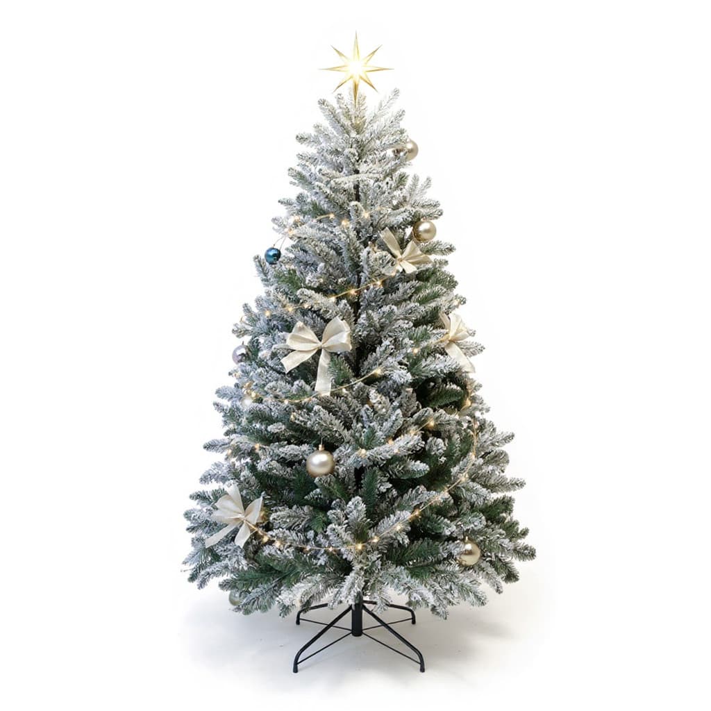 Árvore de natal Creta nevada 180cm com 604 hastes cheias cor verde luxo