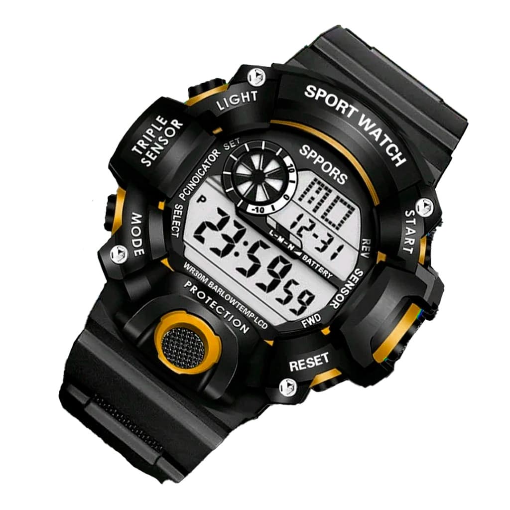 Relógio Digital Sport Watch Preto - Dourado