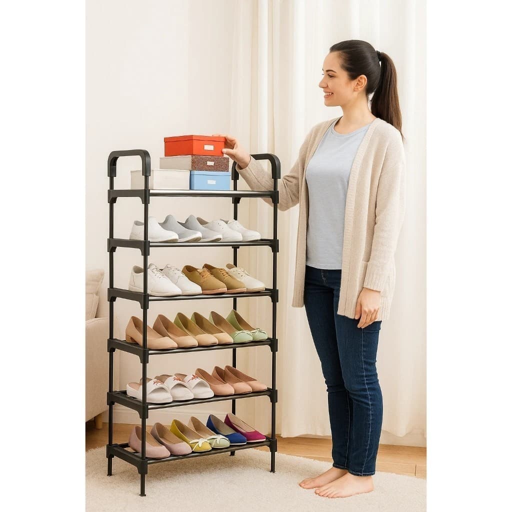 Sapateira Vertical Ajustável com 5 Prateleiras, acomoda até 18 Pares de Sapatos, Aço Resistente luxo