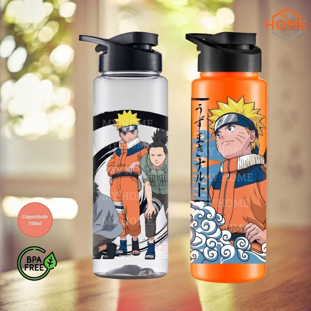 Garrafa Agua Squeeze Naruto Infantil Criança Adulto Escola Creche Viagem Passeio Academia Trabalho 750ml