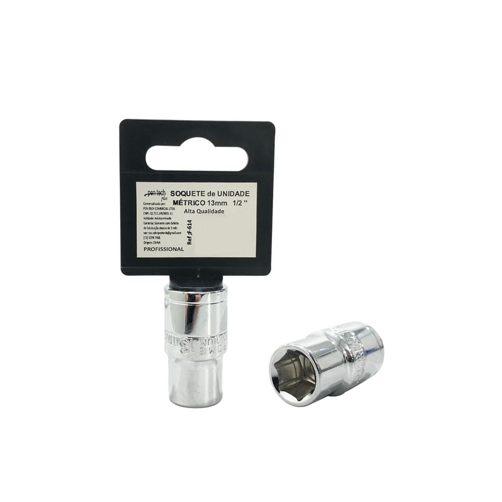 Soquete Sextavado Curto 1/2 13mm Aço Cromo Vanádio