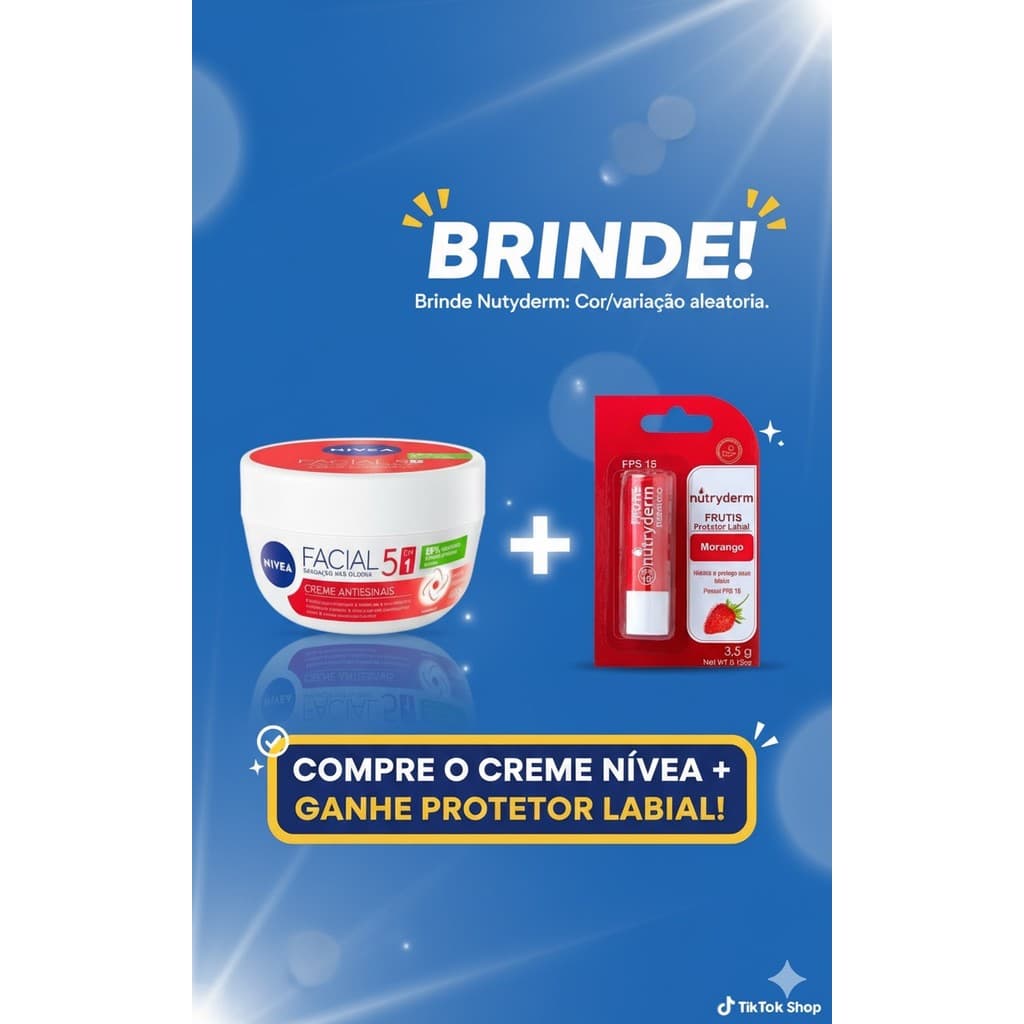 Nívea Facial Antissinais 100g + [Brinde] Protetor Labial Nutryderm variação/cor aleatória - 1 Und