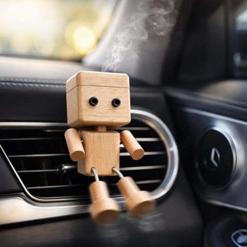 Estatueta De Painel De Homem De Madeira Balançando Com Slot De Aroma , Boneca De Perna A Mão Para Decoração De Carro , P