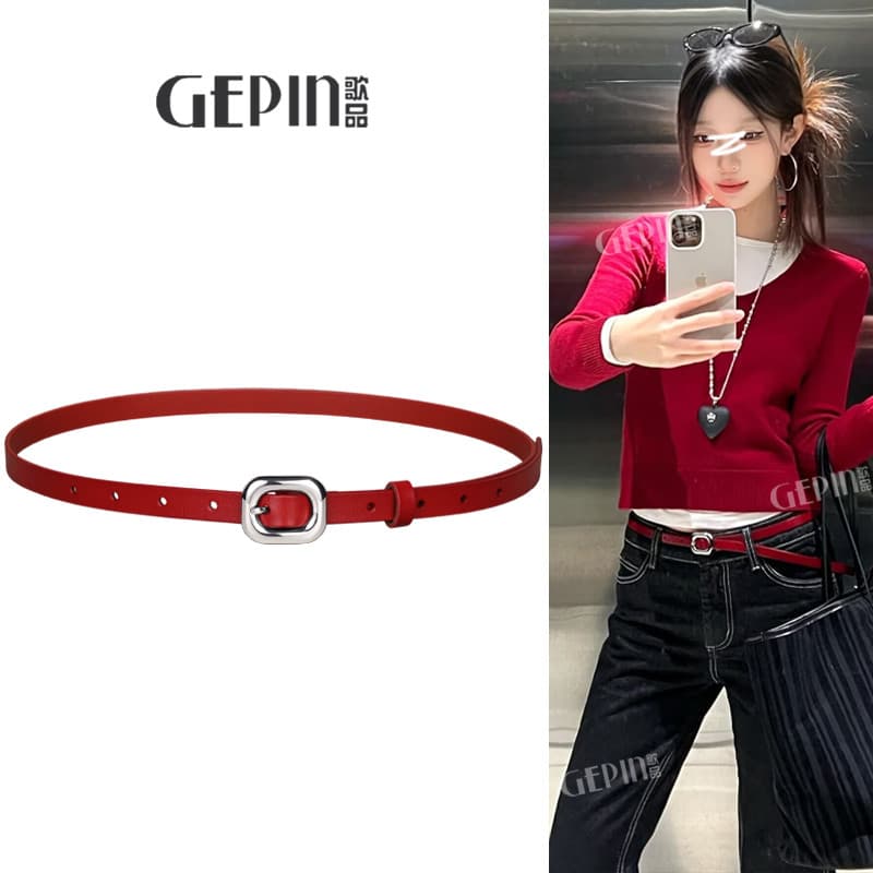 Cinto fino vermelho feminino decorativo combinando Jeans acessórios retrô nicho Design High-End Casual All-Match cinto e