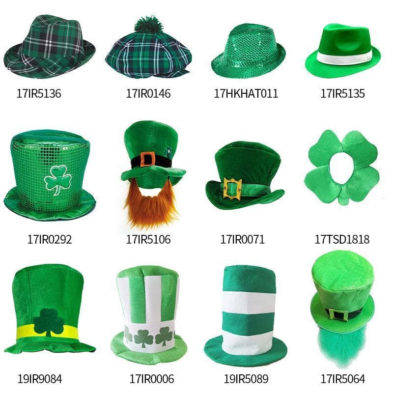 St. Chapéu alto para festa de fim de ano de Patrick, chapéu alto de veludo irlandês, chapéu irlandês