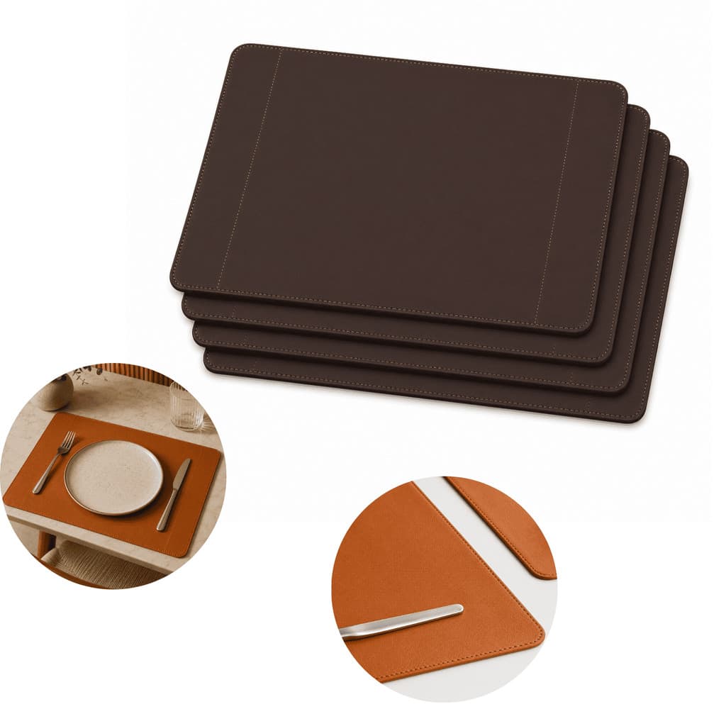 Kit Jogo Americano Mesa Posta Sousplat Marrom