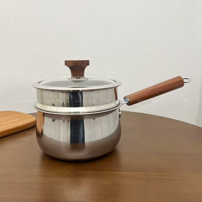 Pote de leite de aço inoxidável 304, panela antiaderente, vaporizador doméstico, pote de leite pequeno, pote de comida c