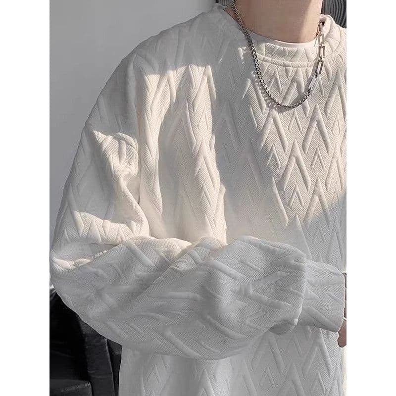 Americano branco tamanho grande pesado em torno do pescoço Jacquard moletom masculino feminino outono inverno rua Wear s