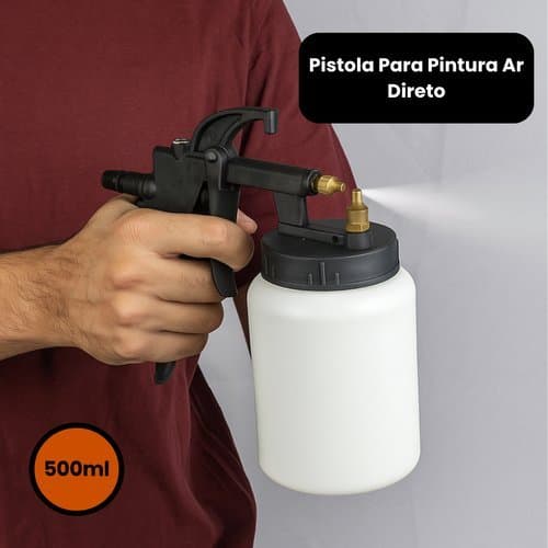 Pistola Pintura Ar Direto Capacidade 500ml Aplicação Precisa Versátil
