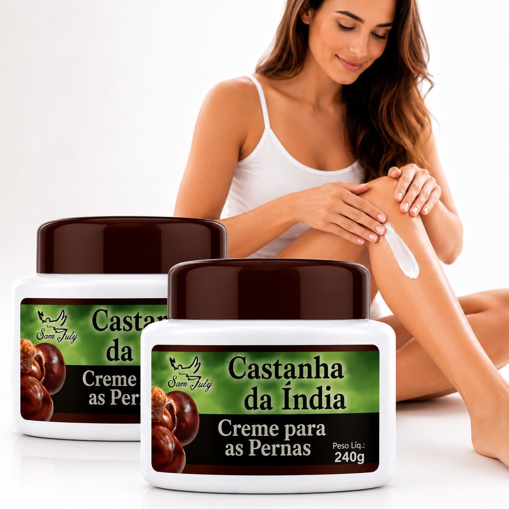 Kit 02 Creme Castanha da Índia Varizes Pernas Cansadas Circulação Hidratante Alívio Diário 240g cada