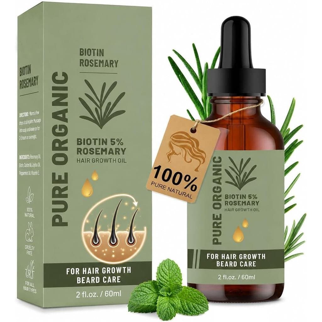 Óleo de Alecrim 60ml para Crescimento Capilar – Tratamento Fortificante para Couro Cabeludo e Cabelo Fino – Nutre as Raí