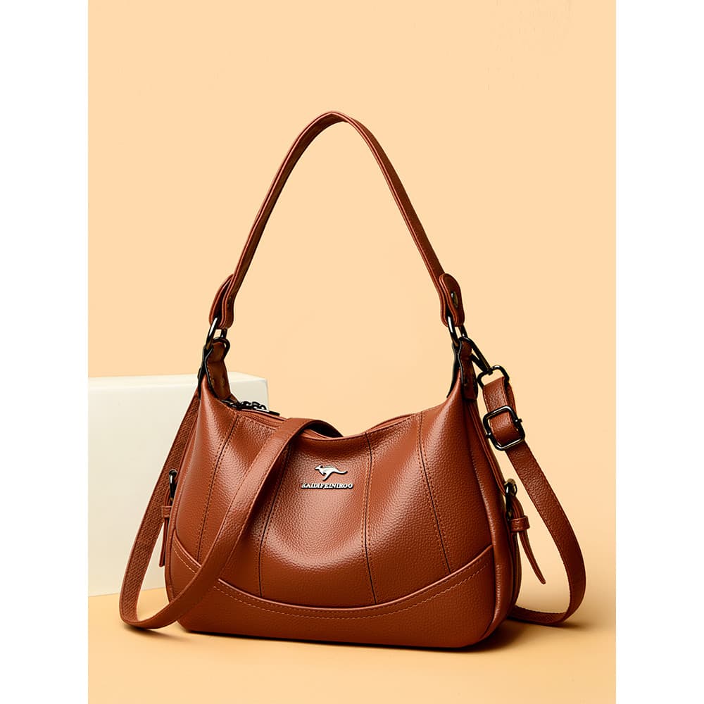Bolsa feminina de couro genuíno 2025 novo estilo atmosférico mãe saco grande capacidade All-Match moda um ombro Mes