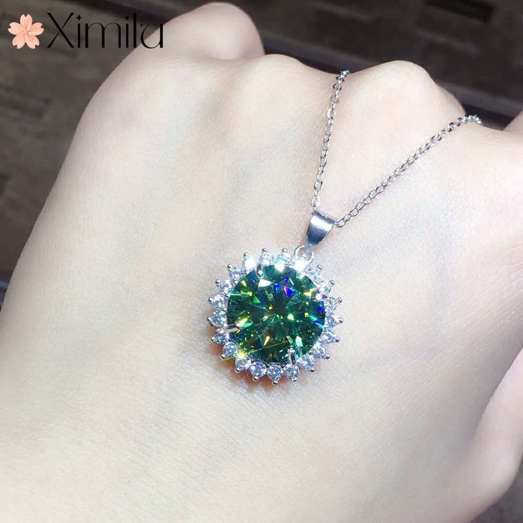 ❤ Original 3 quilates azul-verde Moissanite pingente feminino jóias moda clavícula corrente