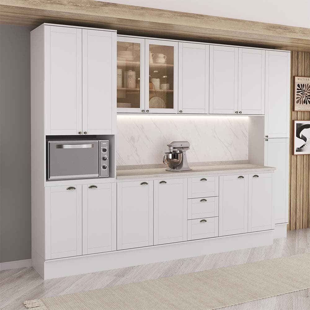 Armário de Cozinha Completa com Balcão Milla Alice Carraro Branco