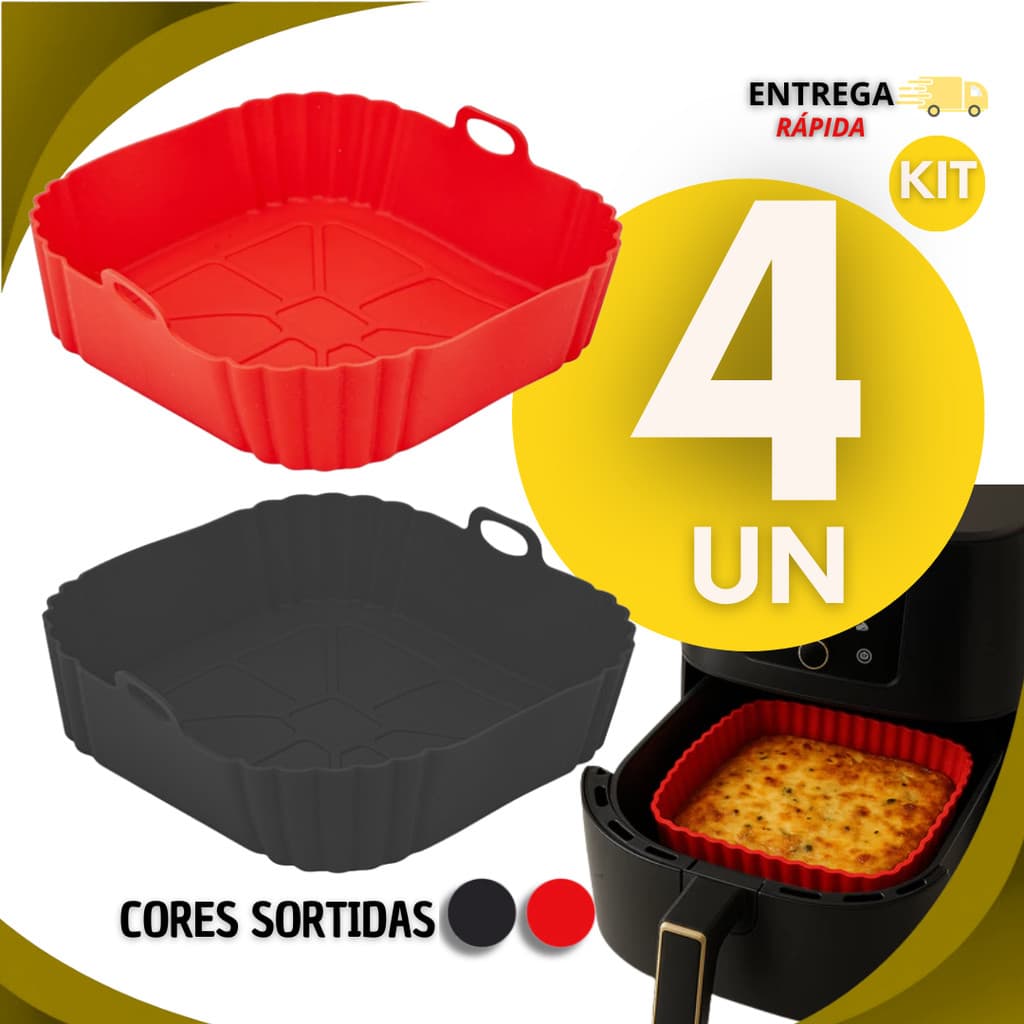 Forma Assadeira Quadrada Fritadeira Air Fryer Silicone Flexível Sortidas Utilidades