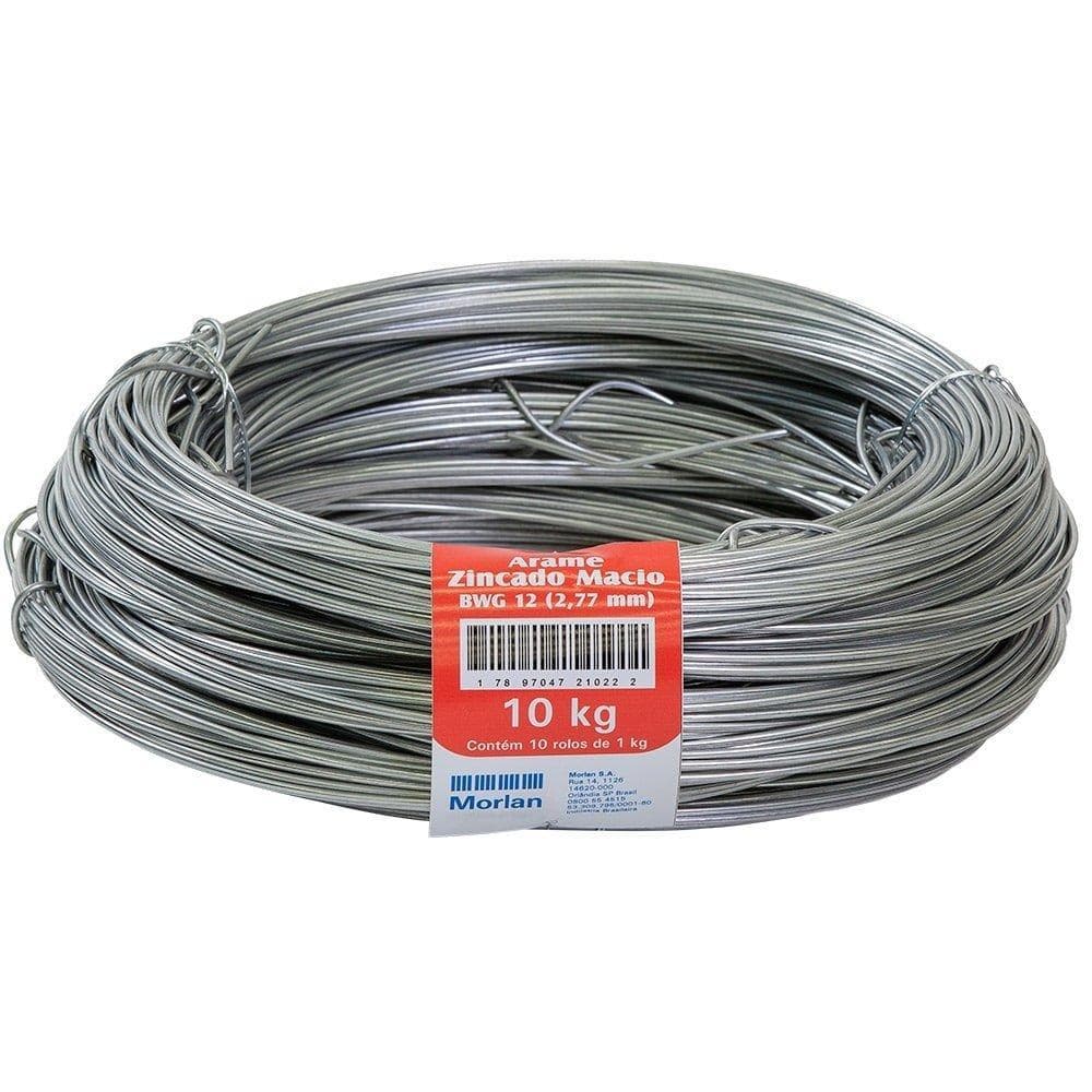 Arame Morlan Liso Galvanizado 12 - Embalagem com 10 Unidades