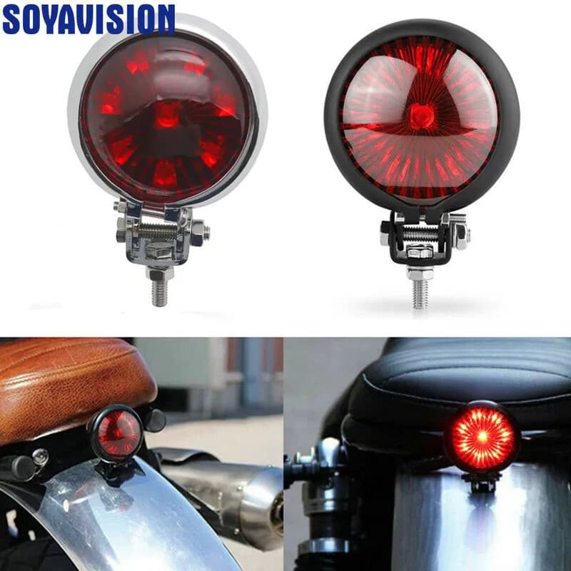 Luz Traseira de Freio LED Vermelha 12V para Motocicleta, Lâmpada Traseira para Chopper, Bobber, Cafe Racer, Street Bike,