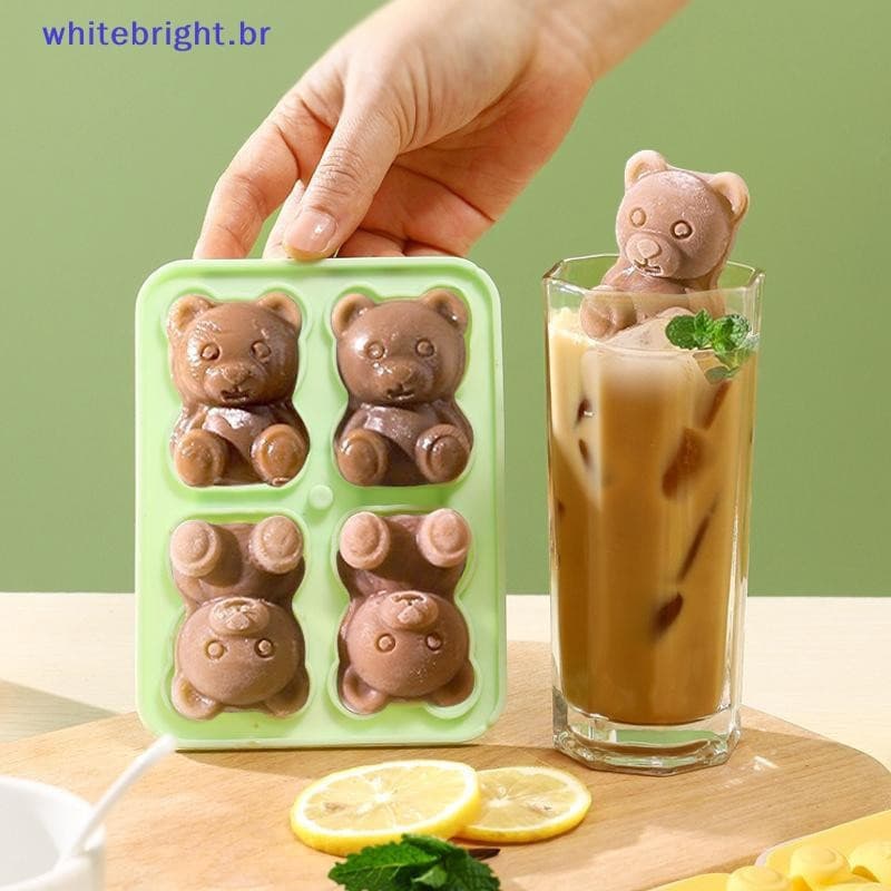Bandeja De Cubos De Gelo De Urso 3D De Fácil Liberação , Fabricante De Bolas Silicone Bebidas Para Geladas , Uísque E Co
