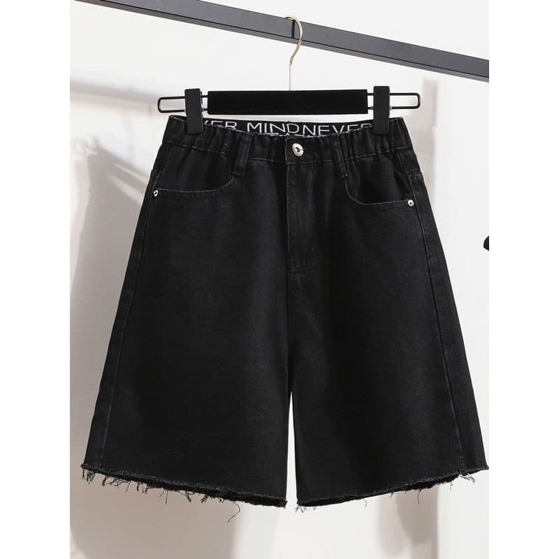 Verão novo estilo de cintura alta Denim shorts feminino desgastado tamanho grande gordura mm solto mais magro olhar em l