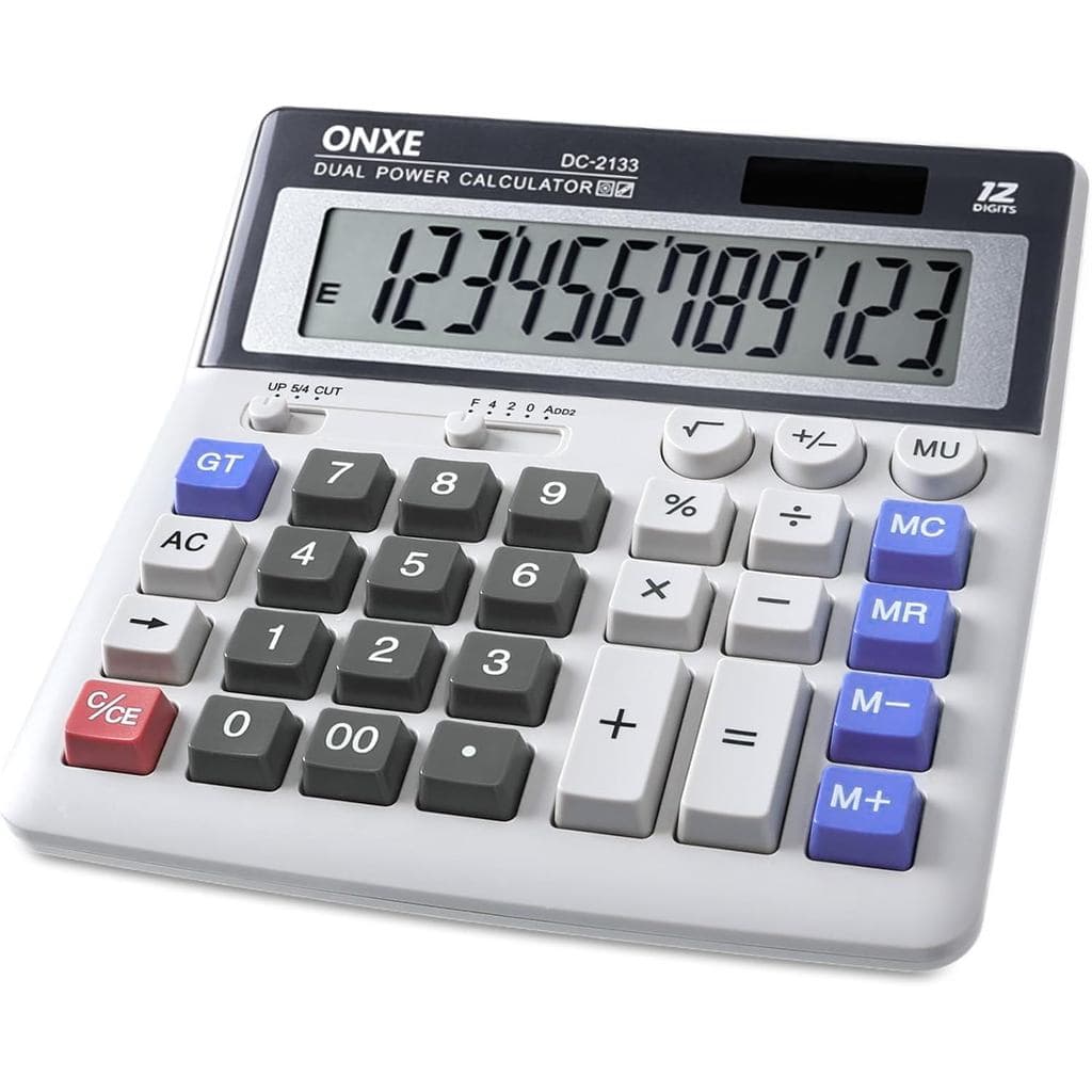 Calculadora de Mesa de 12 Dígitos, Calculadora de Mesa com Display LCD Extra Grande de 4,9" e Botões Grandes, Alimentaçã