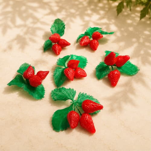 Kit 6 Morangos Decorativos Artificiais Realista Decoração