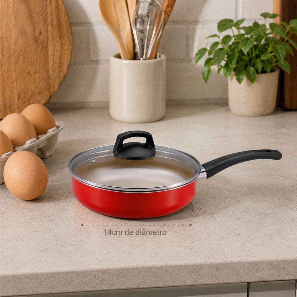 Frigideira para Ovo Panelux Premium com Tampa Vidro – 14 cm