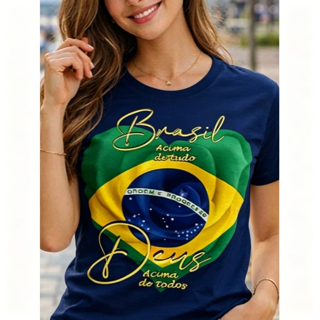Camiseta Blusa Plus size 100% Algodão Premium Blusa T-shirt Copa Brasil Time Jogo