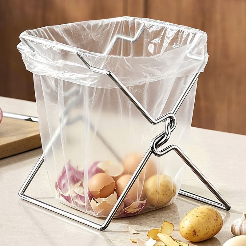 Cozinha dobrável saco de lixo titular armazenamento simples dobrável pia cozinha lata lixo Rack