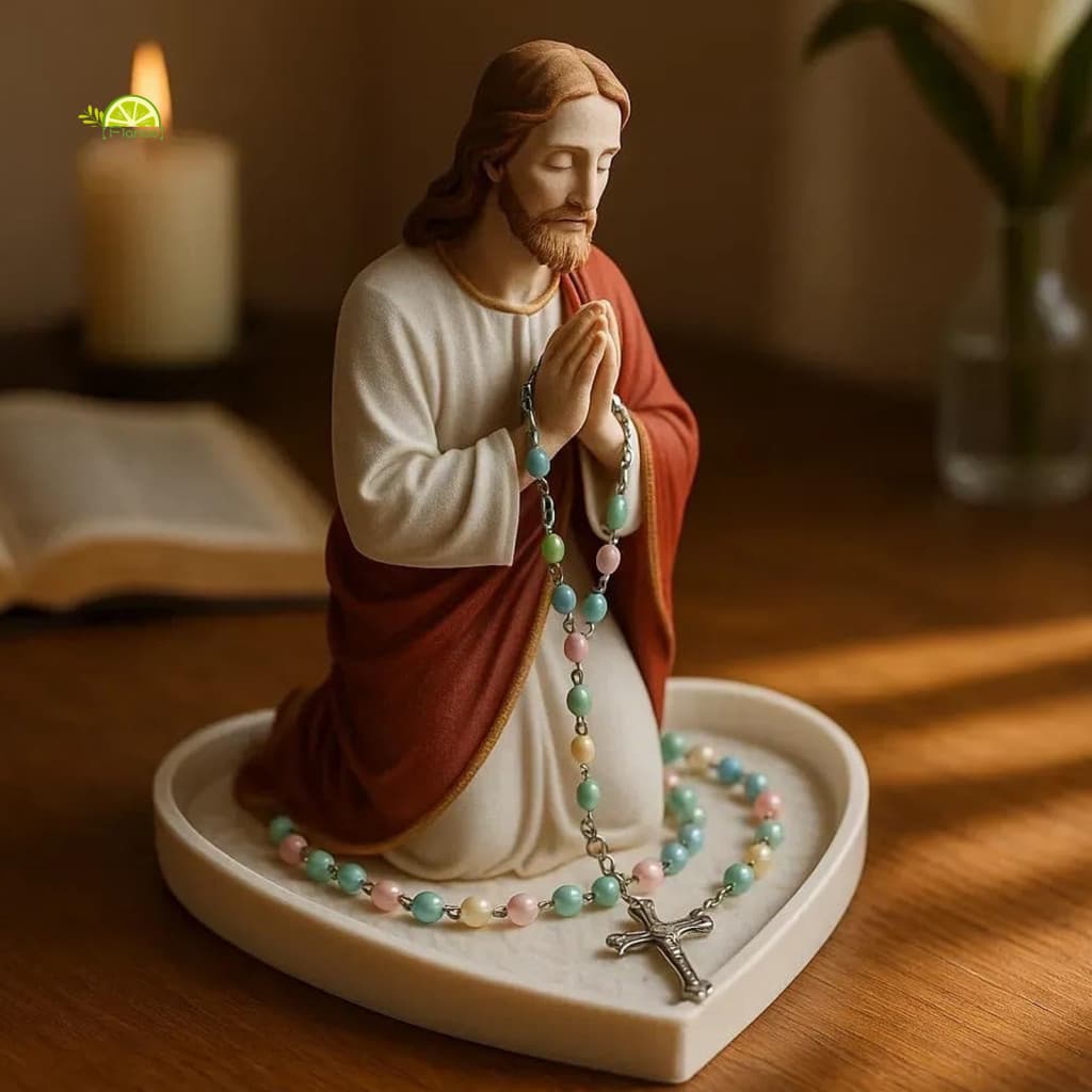 Resin Figurine Virgin Mary Rosary Holder Religious or Jesus Jewelry Dish for Catholic Devotion and Home Decor Southeast