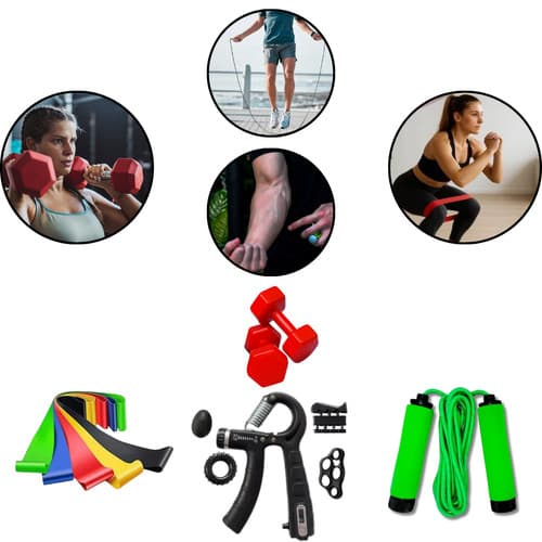 Kit Fitness Funcional 3kg Academia Em Casa Mini Band Hand Grip Corda Exercícios