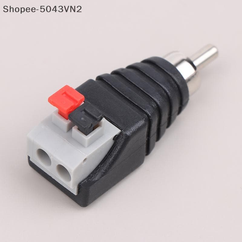 [RE] 2 Unidades De Cabo De Fio De Alto-Falante Para Macho De Áudio Ja Qui Press Plug RCA Conector Adaptador Universal R