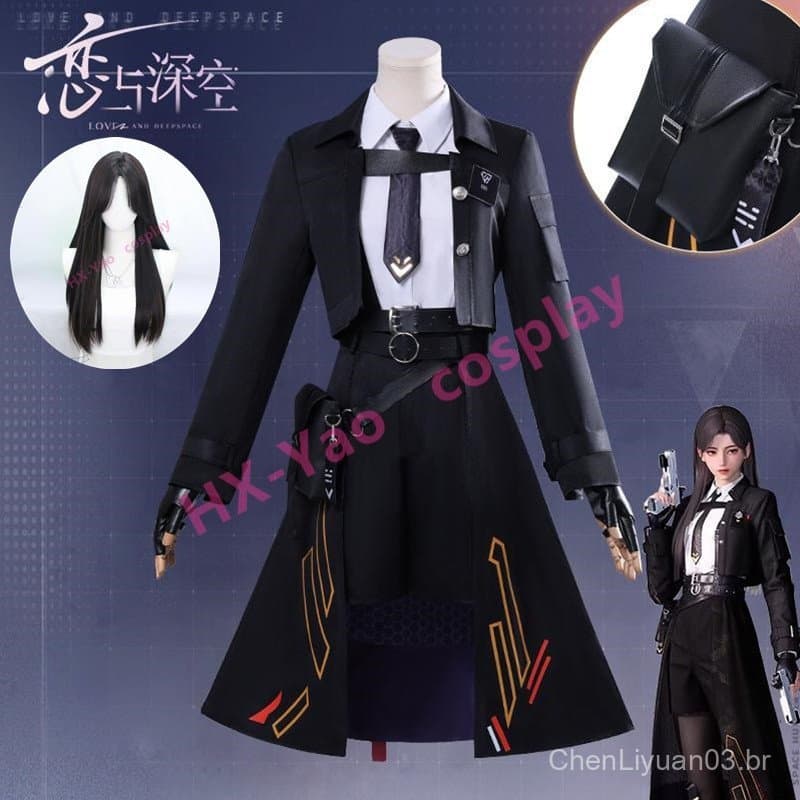 Fantasia de cosplay do jogo Love and Deepspace, traje de batalha Sashadow da noite de ruptura do mestre controlador, fan