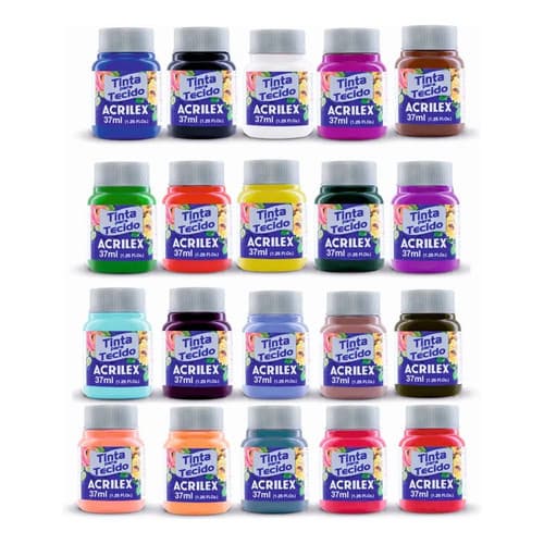 Kit 20 Tinta Para Tecido Acrilex Fosca Cores Sortidas