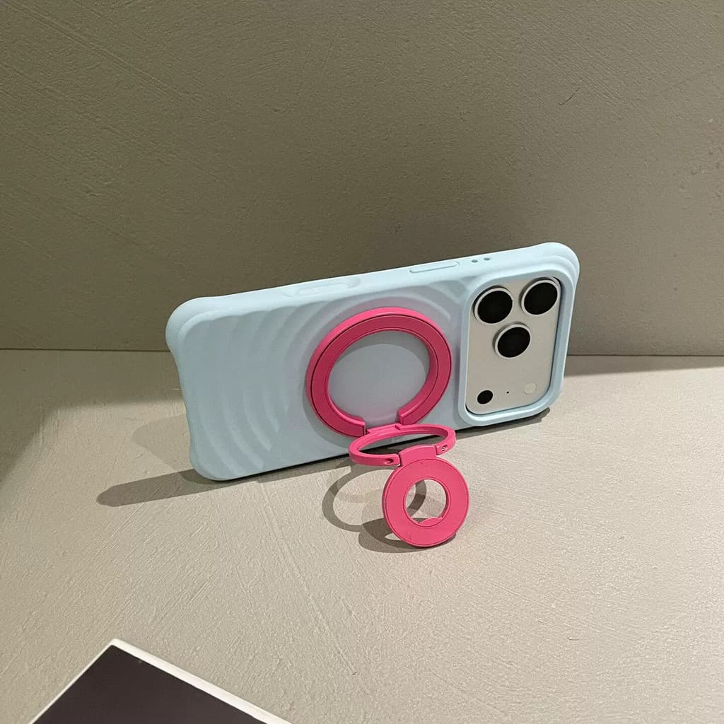 Dopamina magnético rotativo suporte do telefone móvel dupla face anel fivela três-dobrável quadro de suporte carro forte