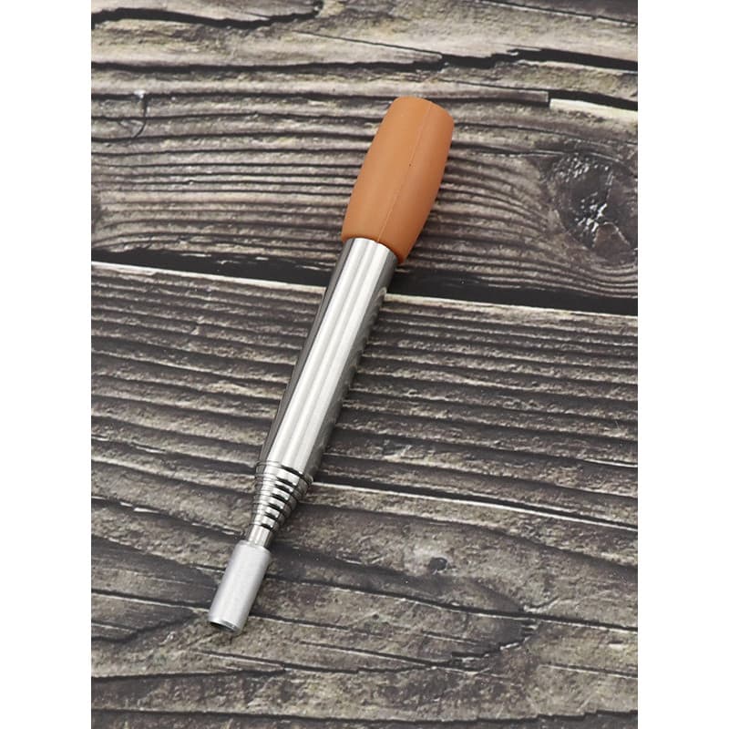 P SKOOK Tubo de fogo de aço inoxidável Ferramenta de fogo de fole de bolso Bico de Silicone retrátil Tubo de fogo