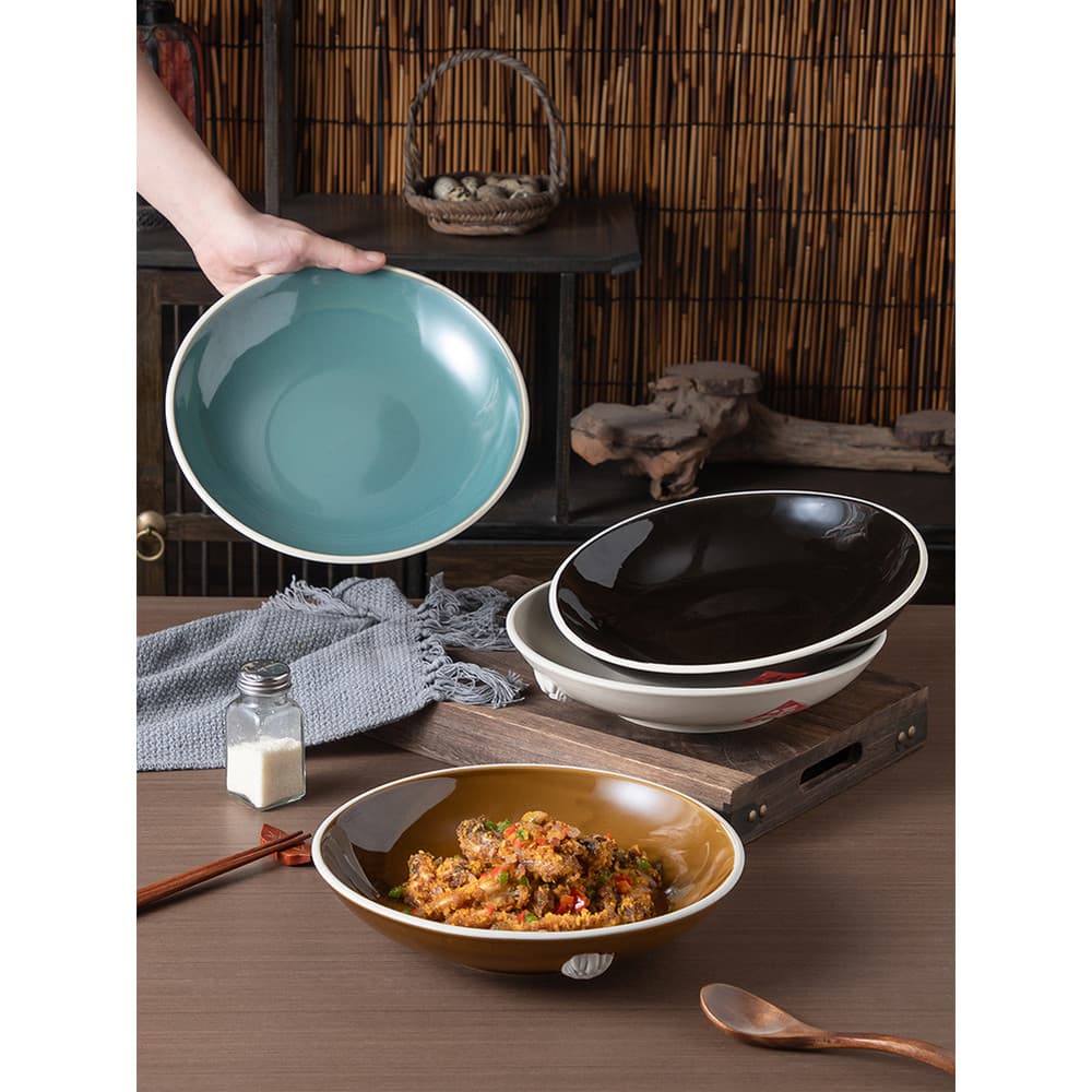 Tigela rasa de leão duplo Xiangchuan Tigela de cozinha para fritar em destaque Tigela pequena para fritar pimenta