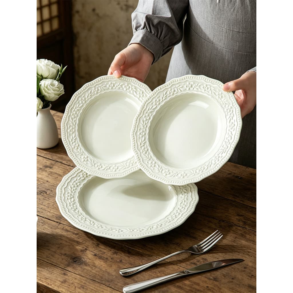 Luz de luxo cerâmica High-End bife prato jantar prato peixe placa doméstica prato cerâmica alívio utensílios de mesa